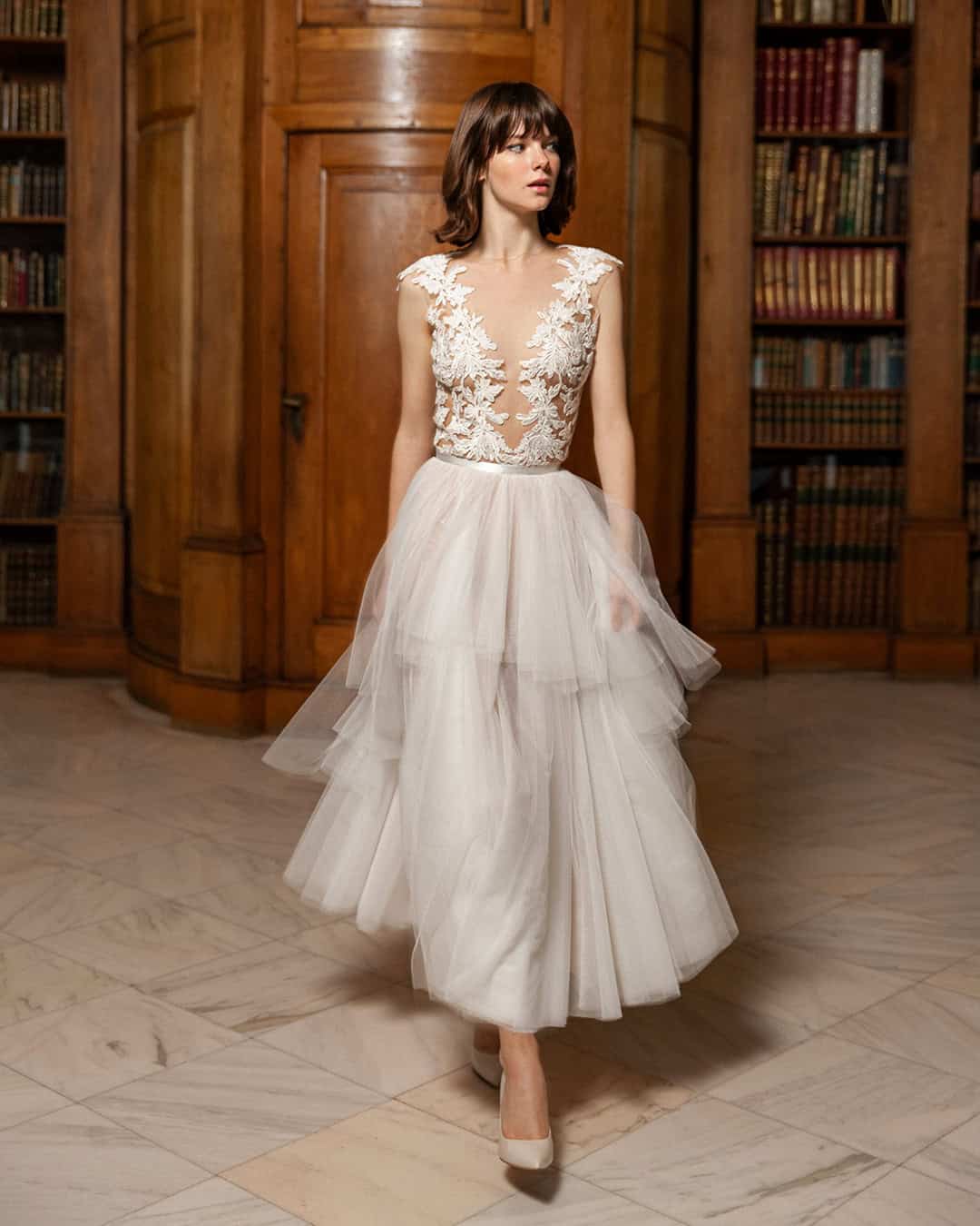 Simple Tea Length Wedding Gowns