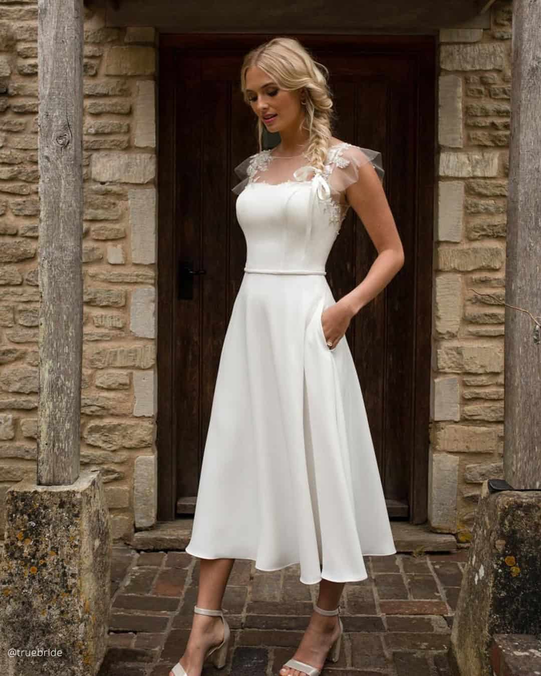 Simple Tea Length Wedding Gowns