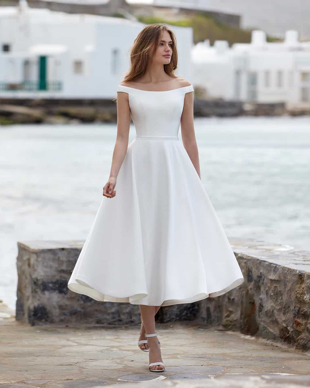 White Tea Length Wedding Dresses