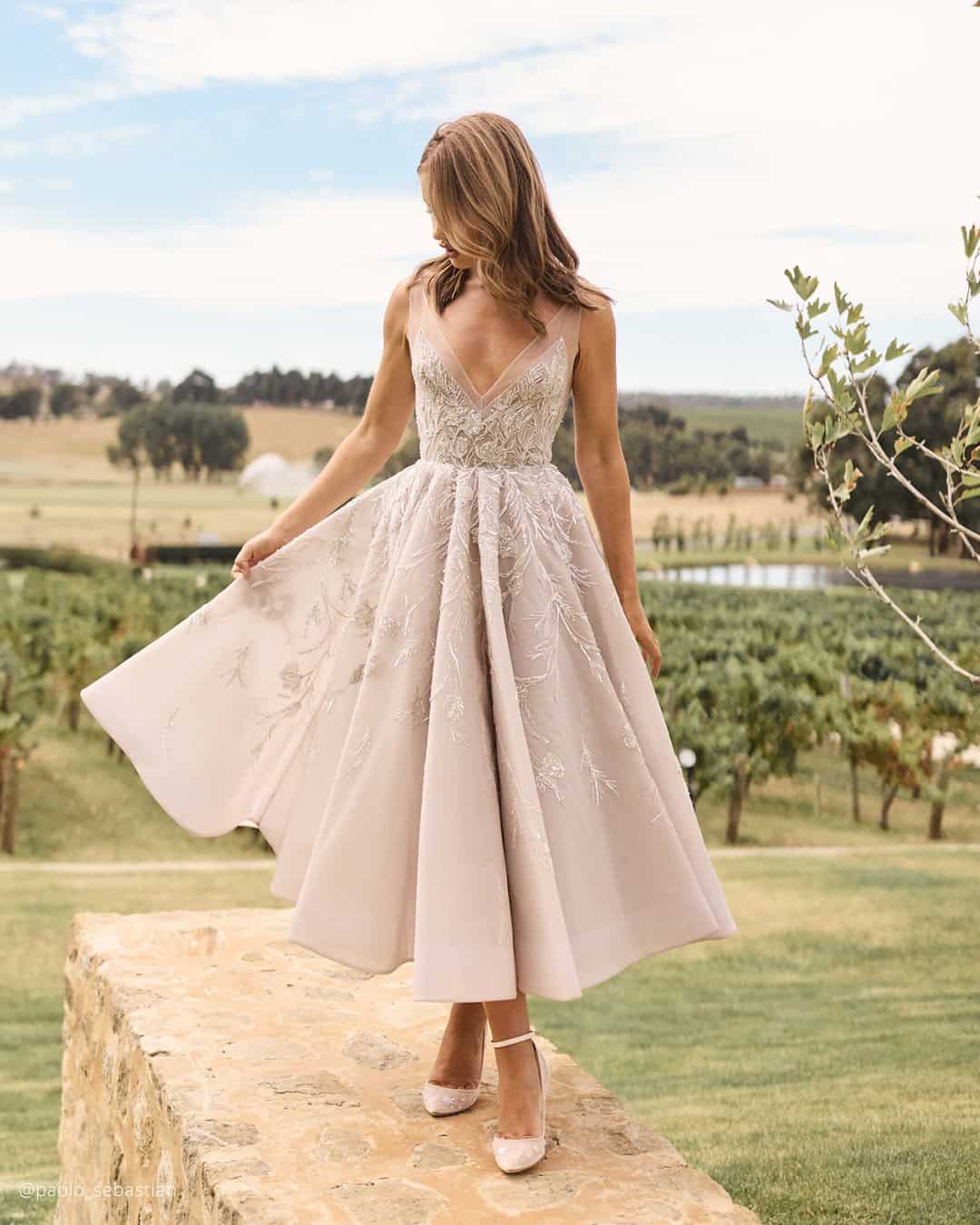 White Tea Length Wedding Dresses