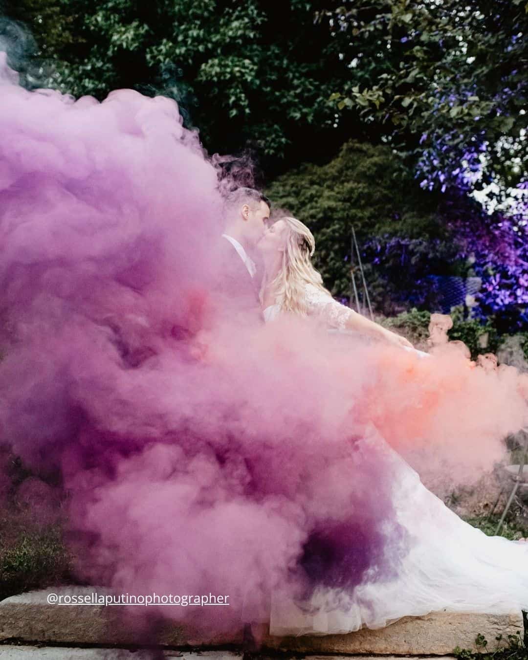 Wedding Entourage Photo Ideas With Smoke Bombs