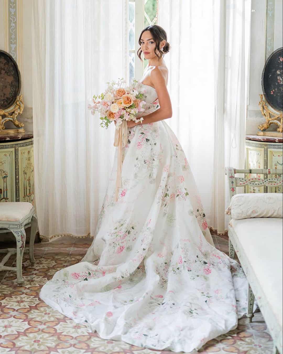 Colorful Floral Long Dresses For Wedding