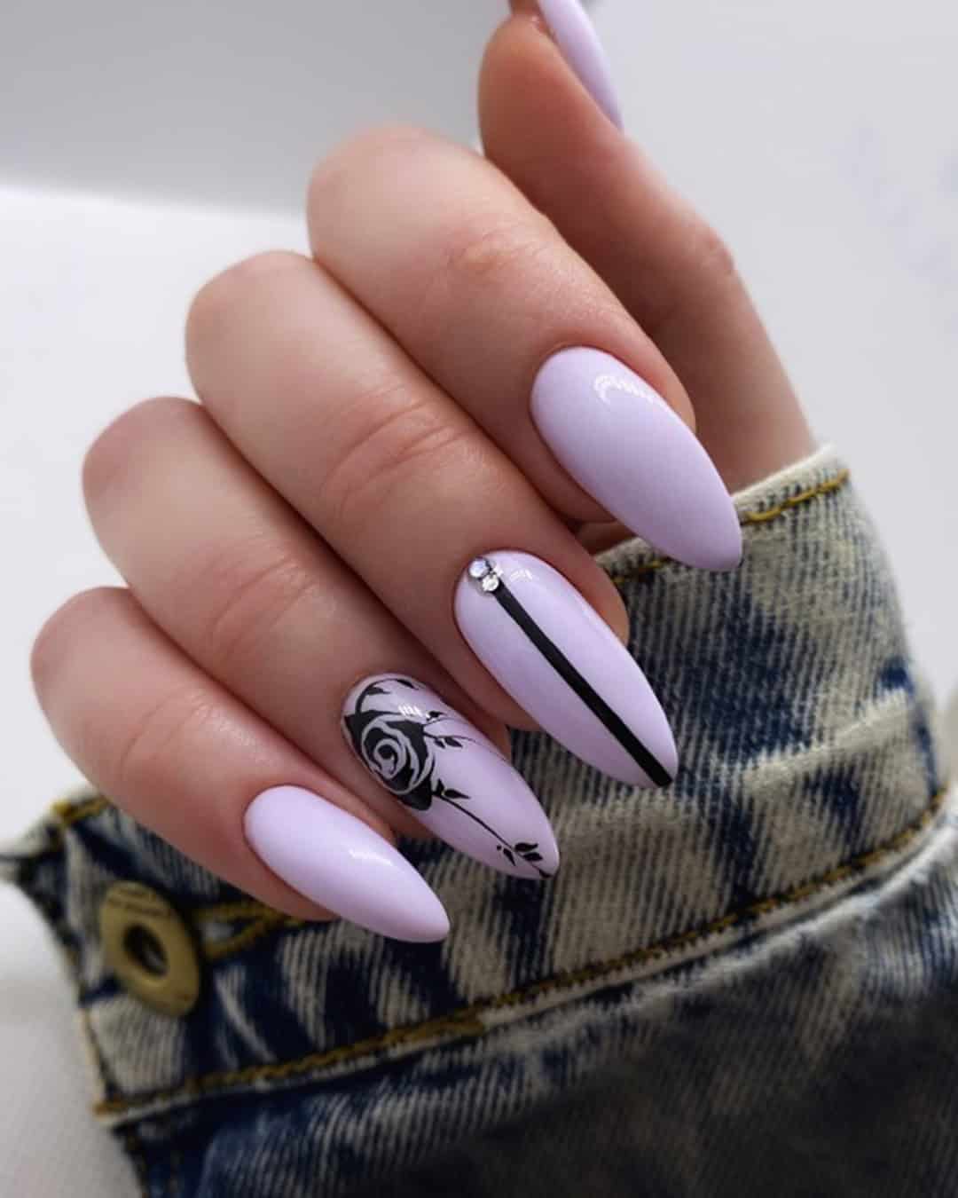 Purple and White Wedding Nails