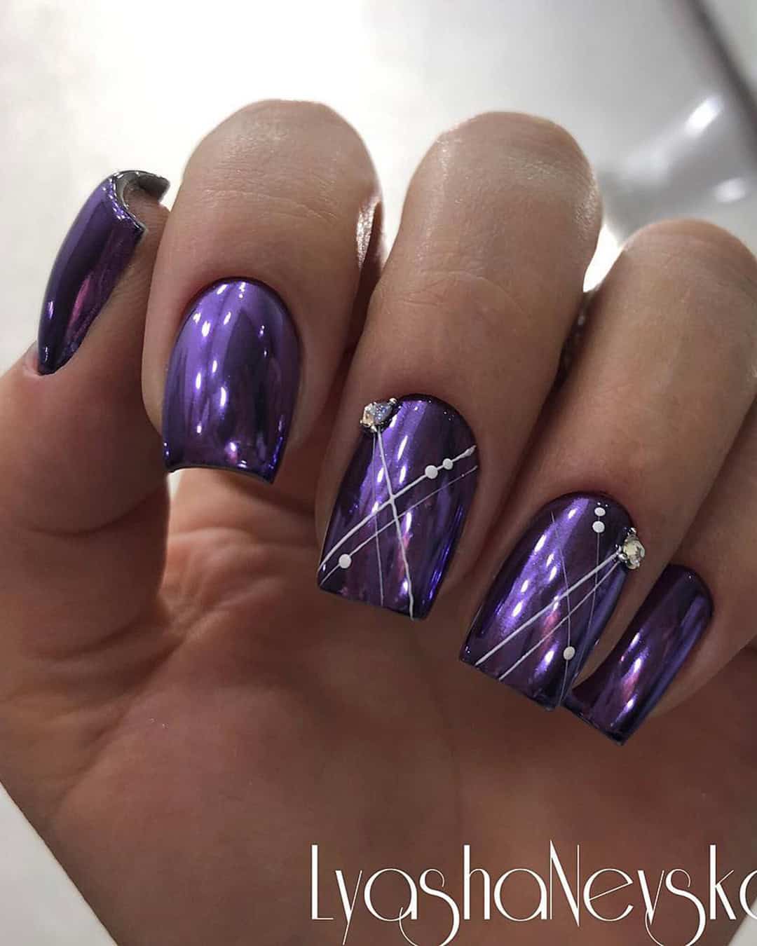 Dark Purple Wedding Nails