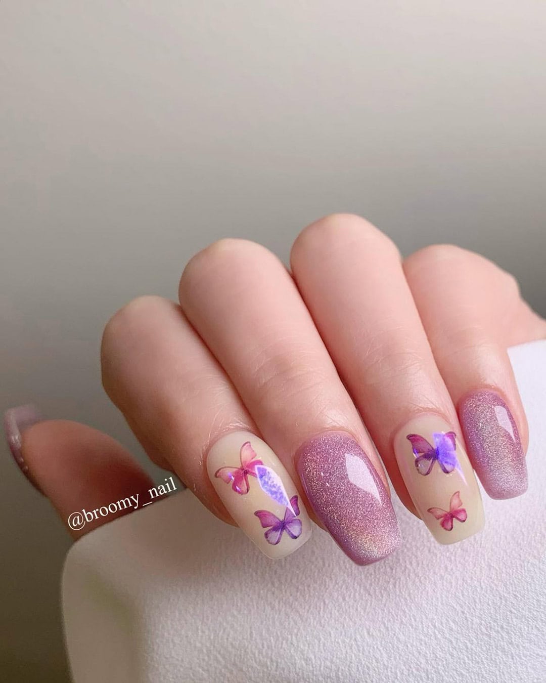 Glitter Purple Wedding Nails