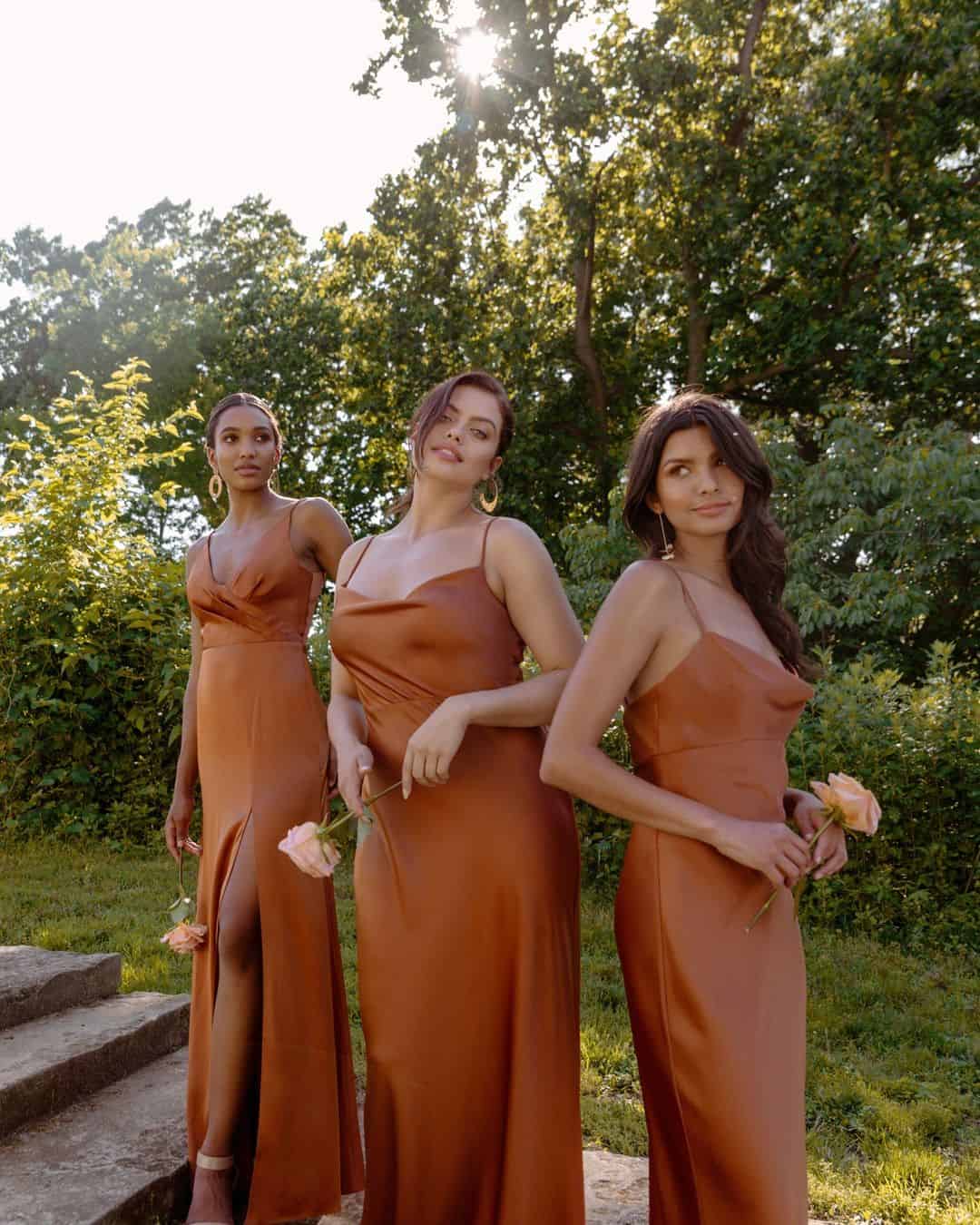 Chiffon Burnt Orange Bridal Dresses