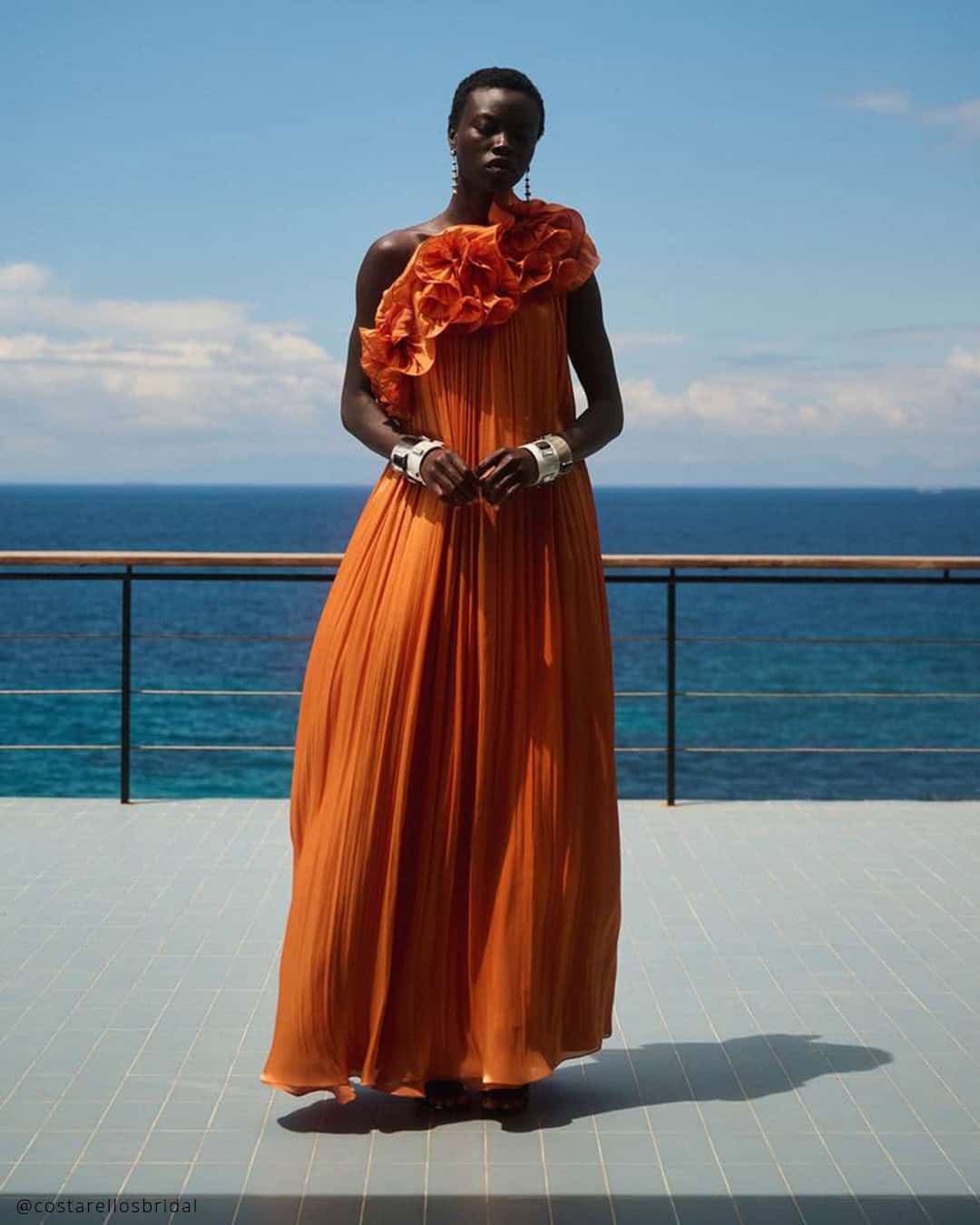 Chiffon Burnt Orange Bridal Dresses
