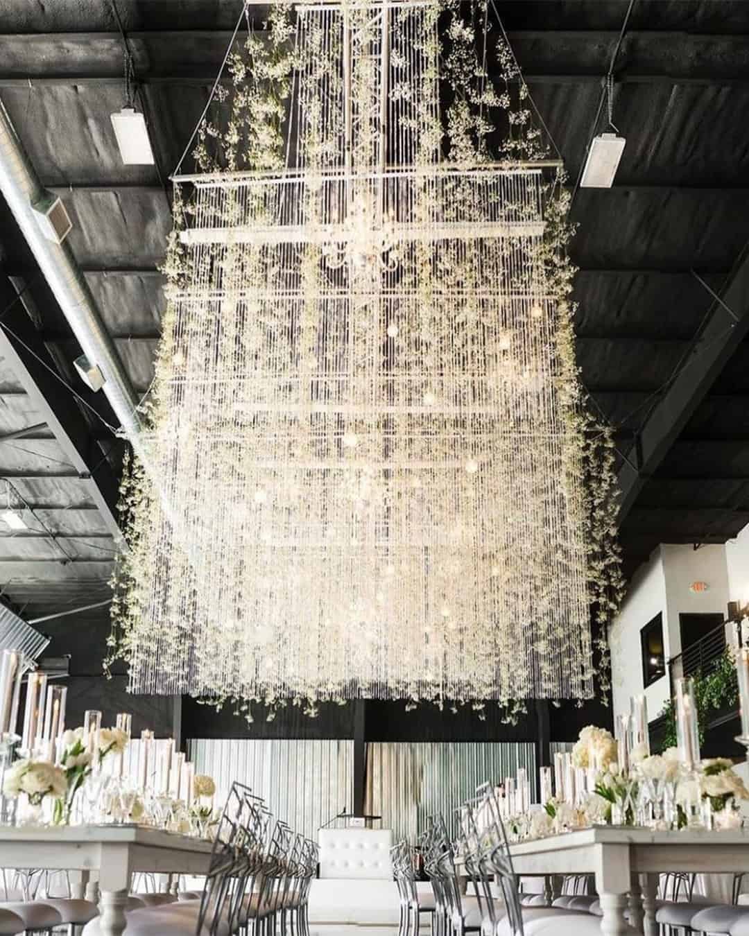 whimsical wedding hanging decor installations