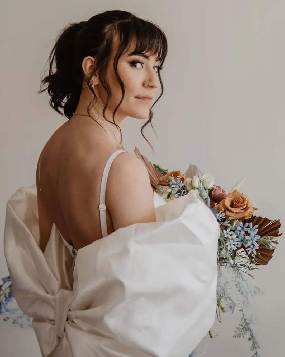 Wedding Hair With Blunt Bangs