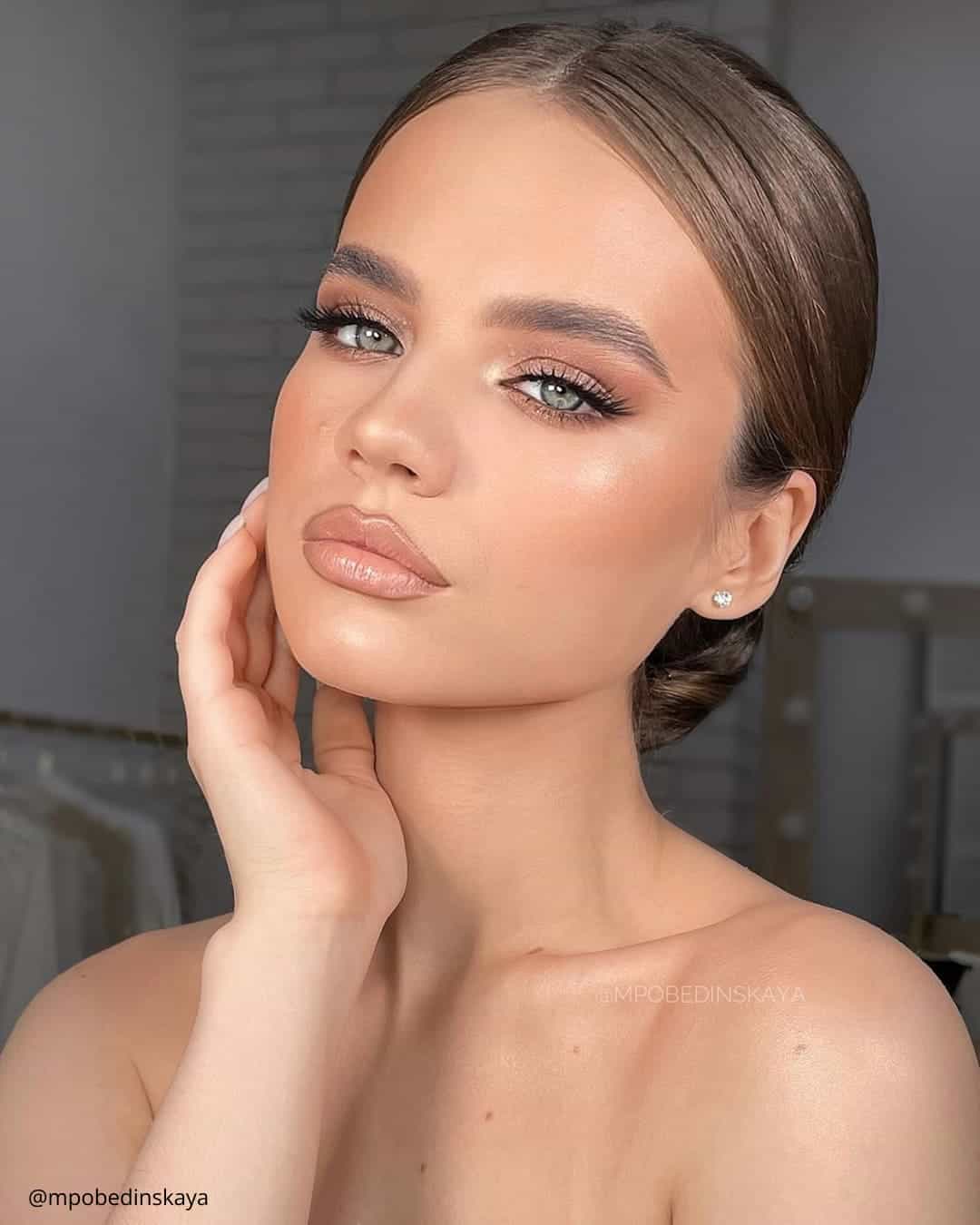 Soft Glam Wedding Makeup For Blue Eyes