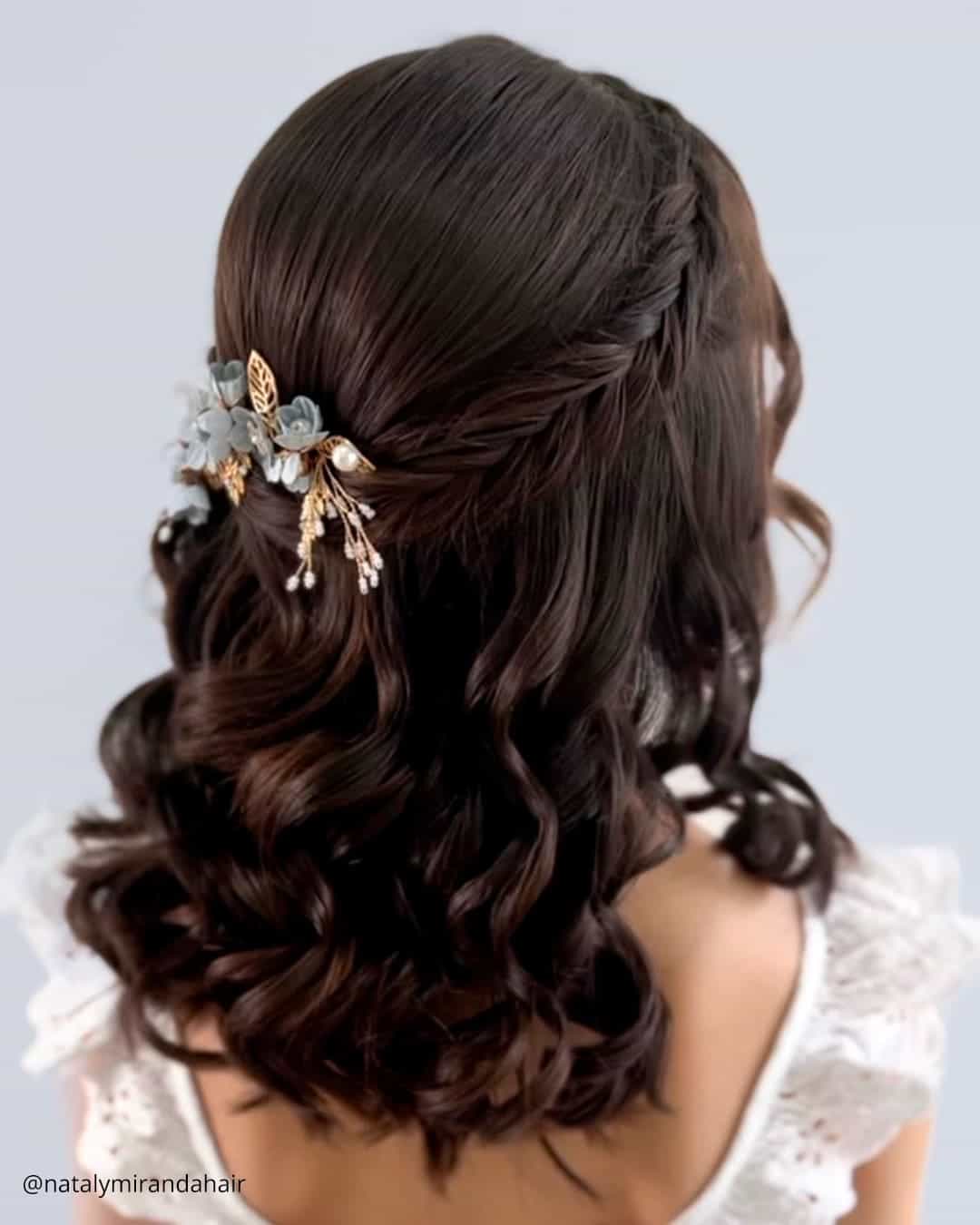 Half Up With Flower Headpiece by Ulyana Aster