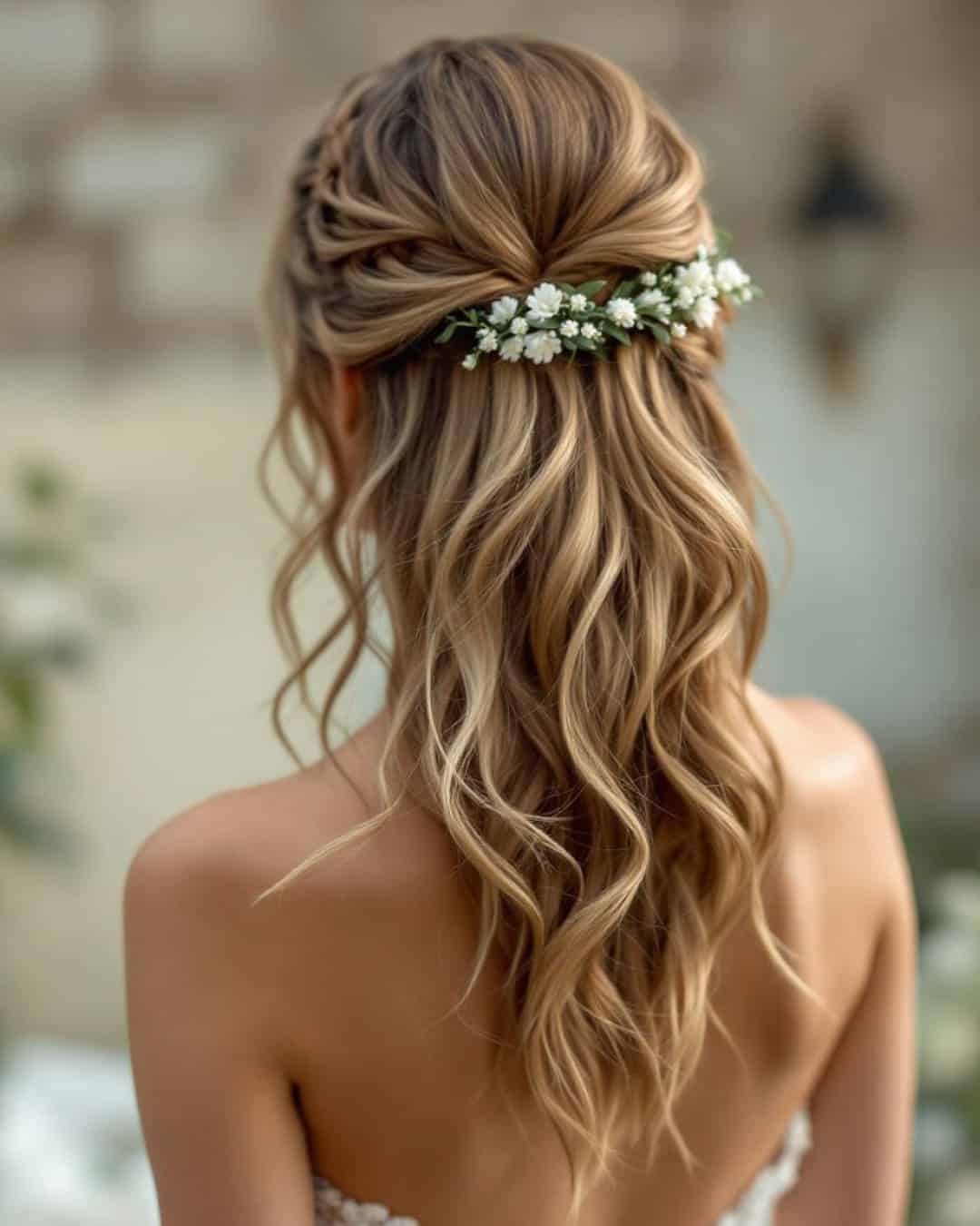 Loose Wavy Lob For Wedding
