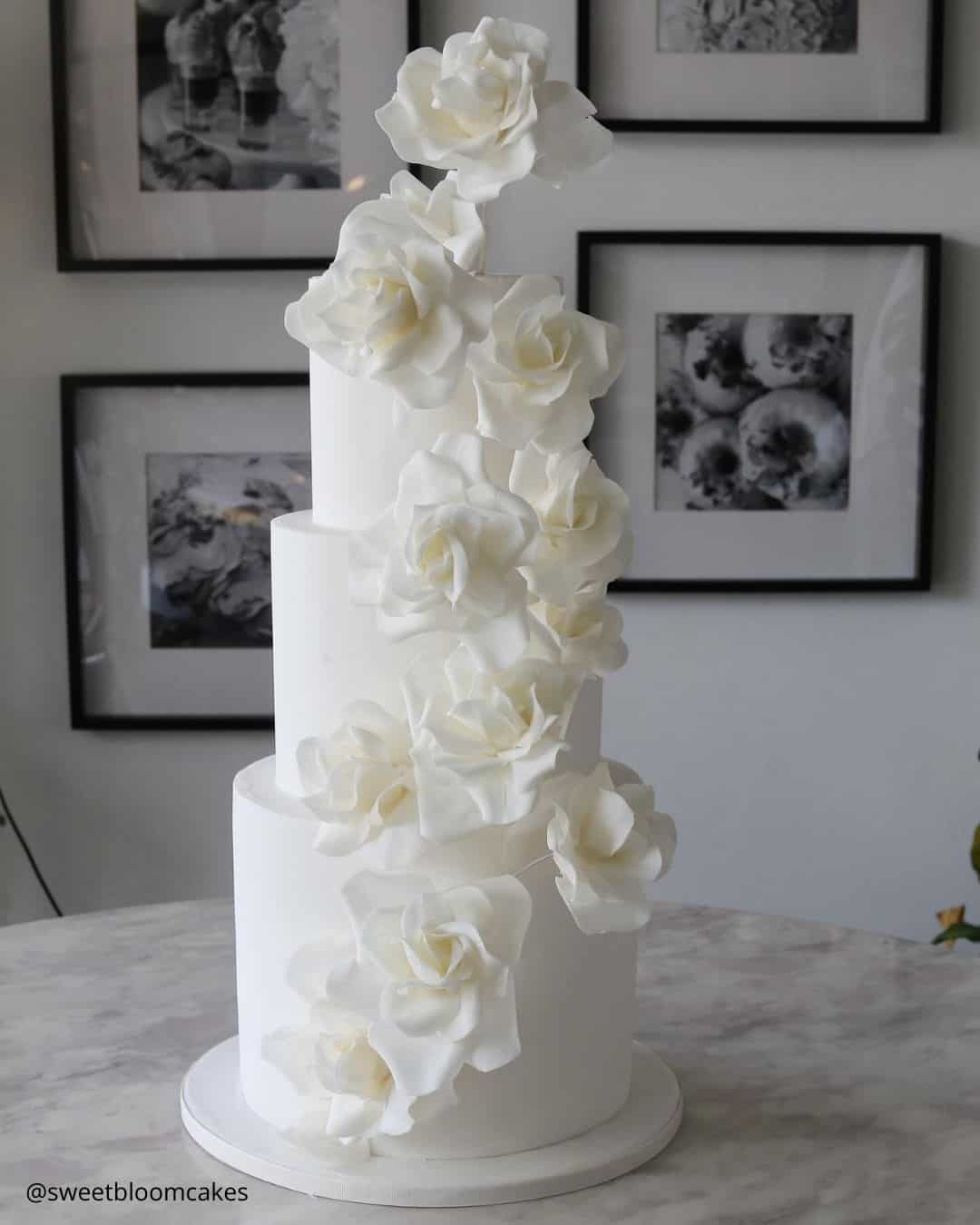 wedding cake trends white three tier wedding cake with white sugar roses