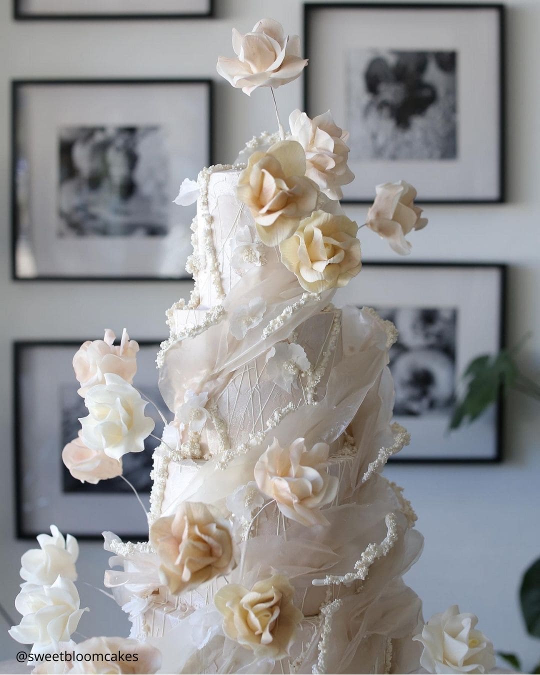 wedding cake trends tender three tier ruffled wedding cake with sugar roses