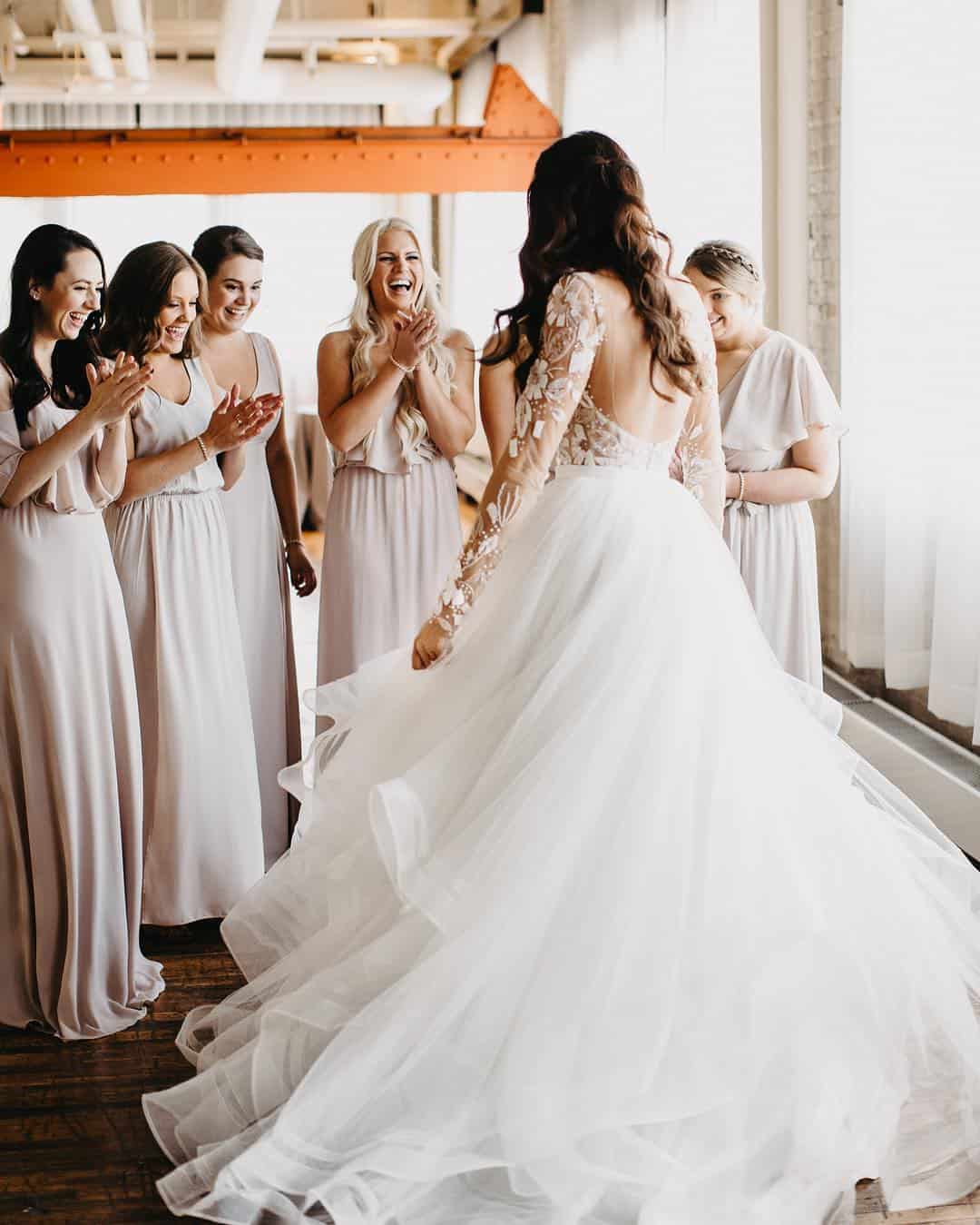 First Look Wedding Photos With Bridesmaids