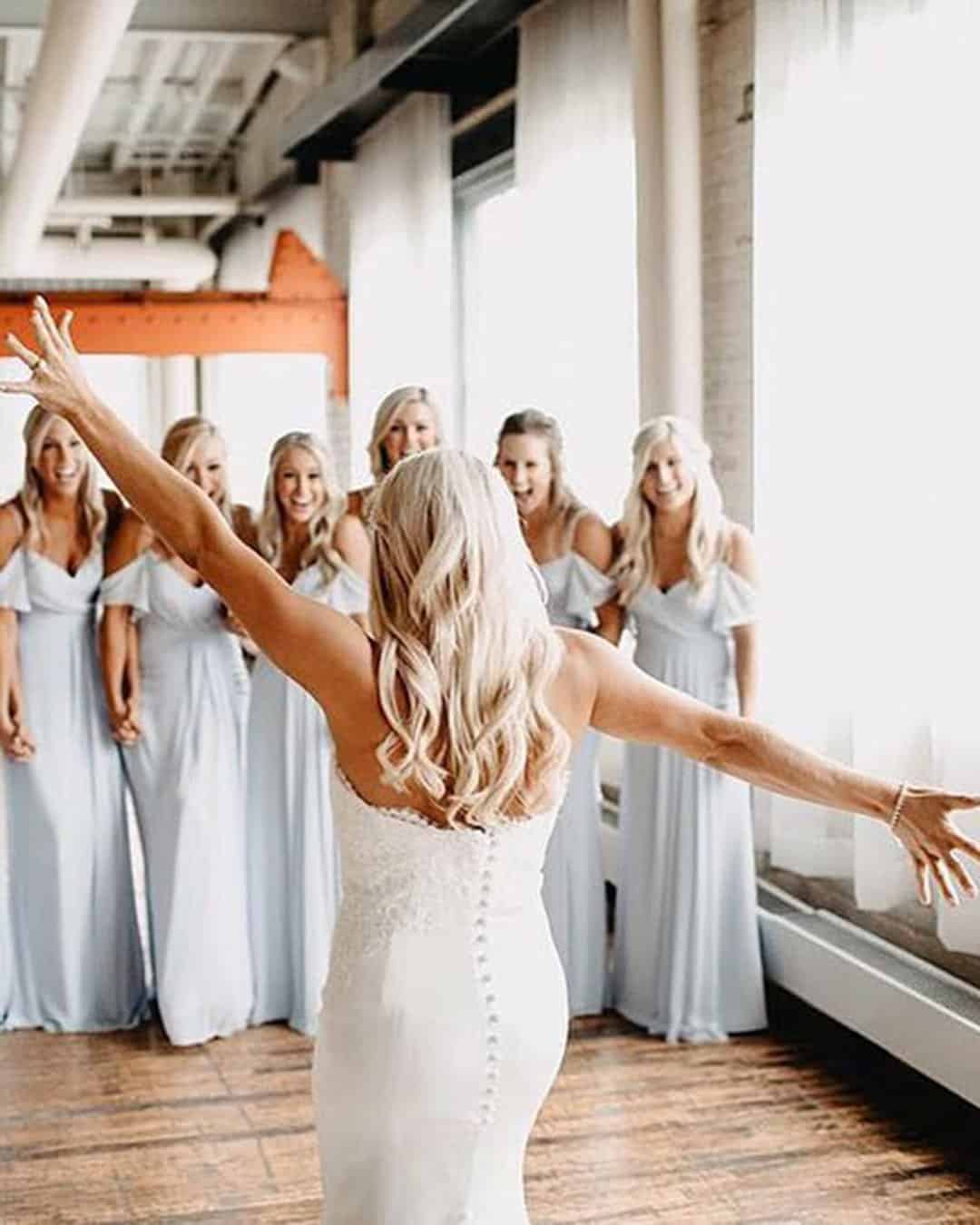 First Look Wedding Photos With Bridesmaids