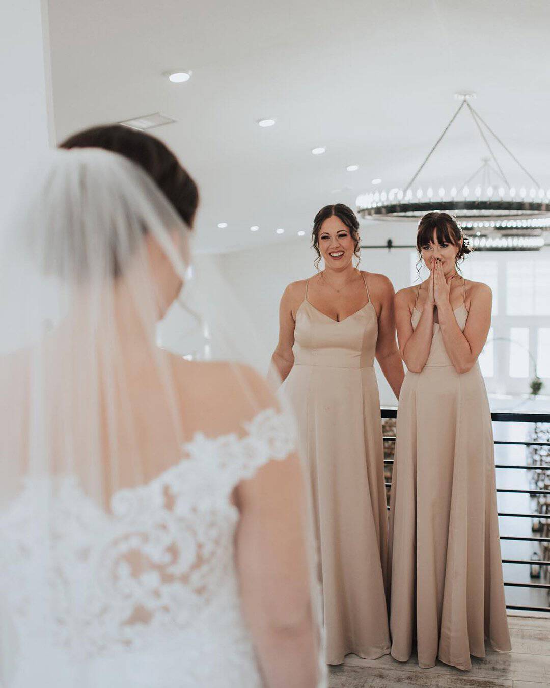 First Look Wedding Photos With Bridesmaids