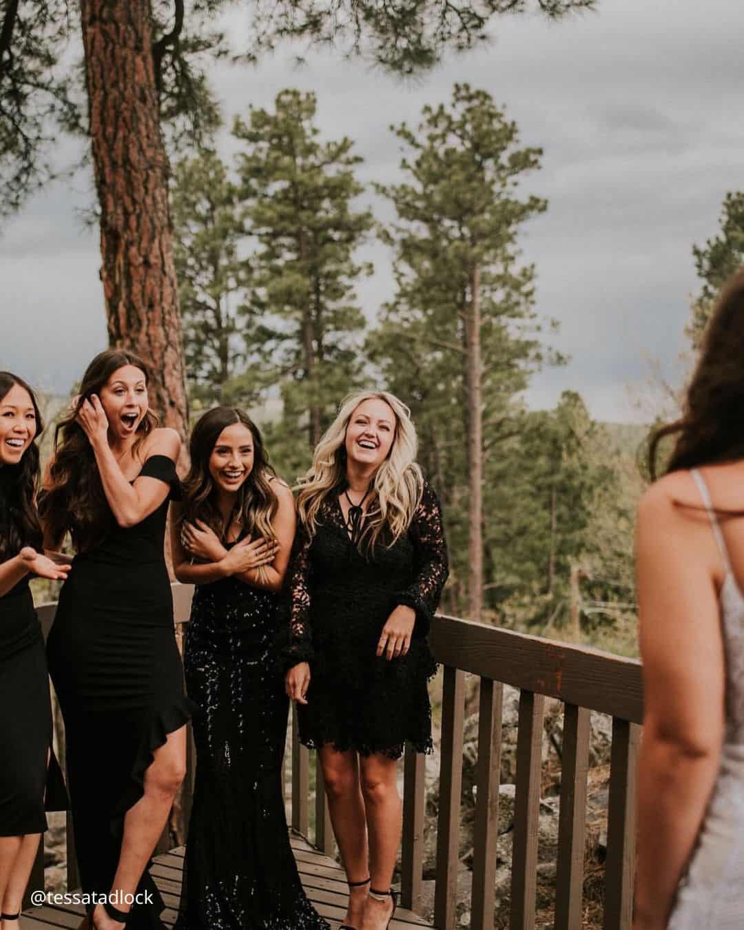 First Look Wedding Photos With Bridesmaids