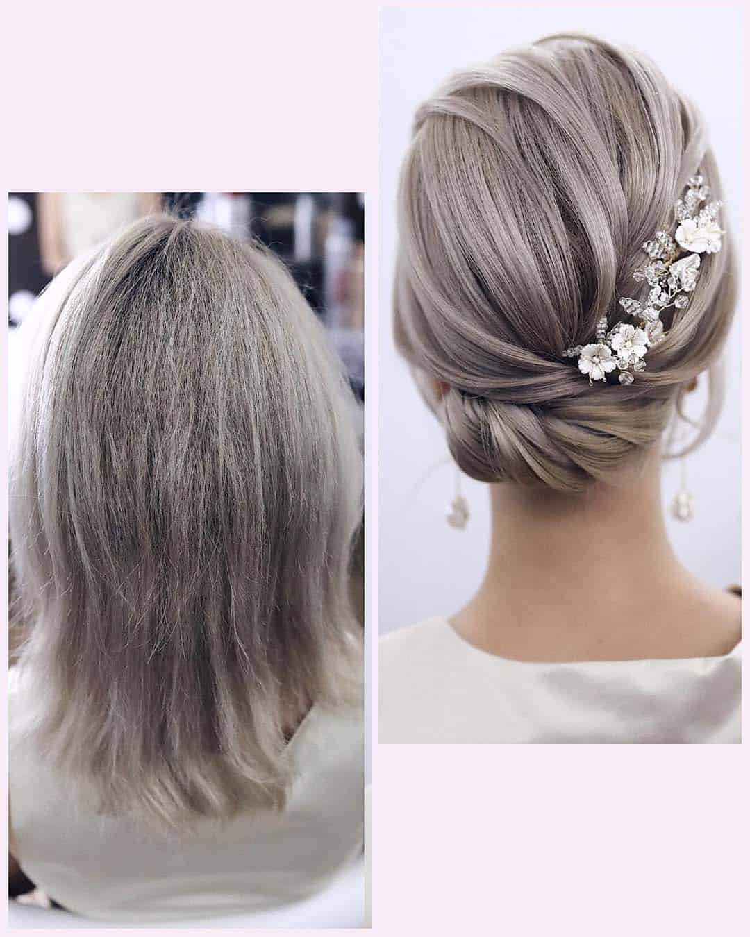 Textured Updos For Brides With Short Hair