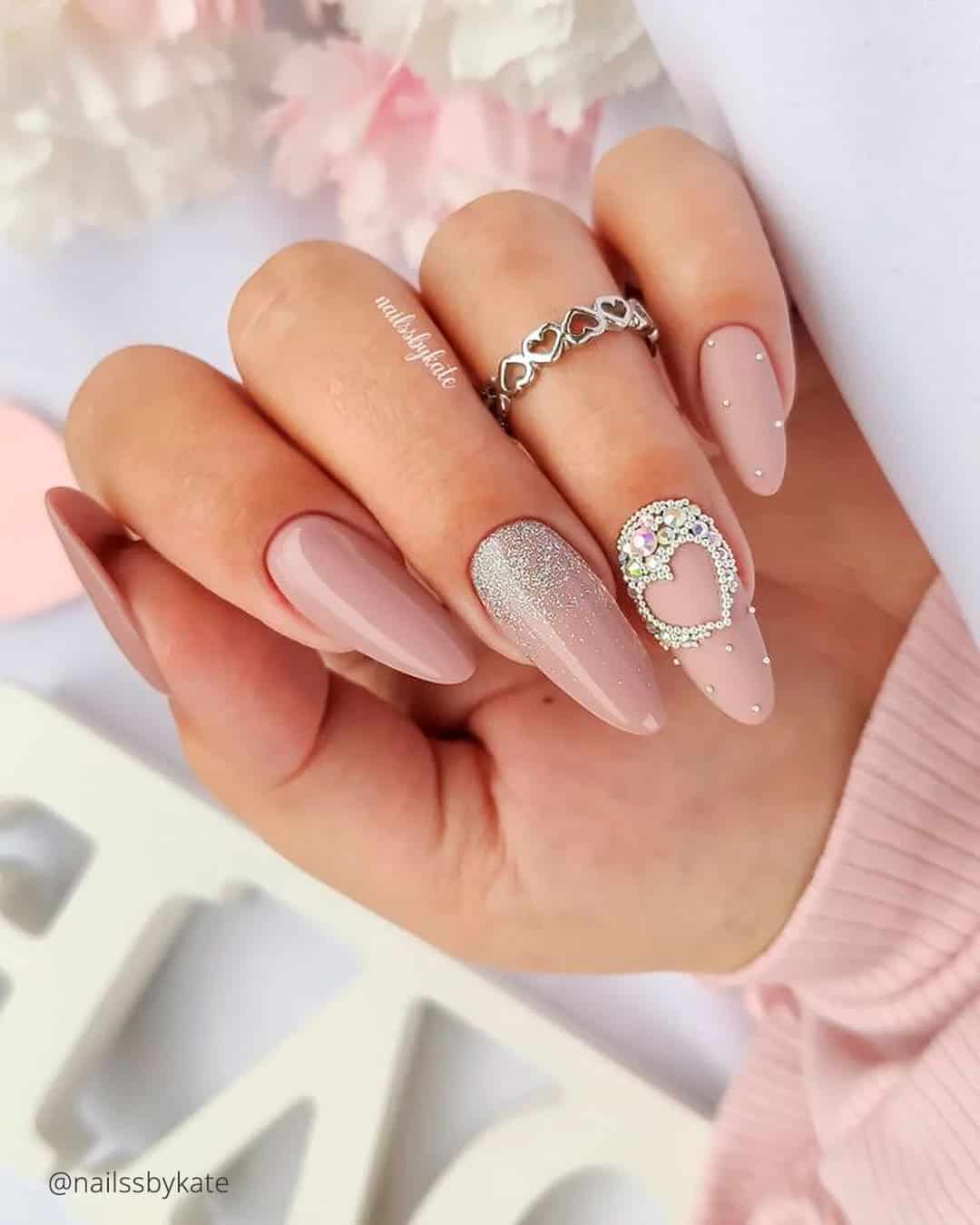 Pink And White Almond Nails