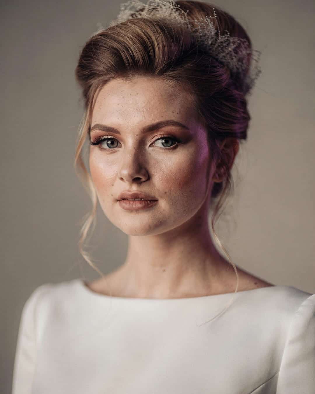Side Swept Wedding Updo Medium Hair