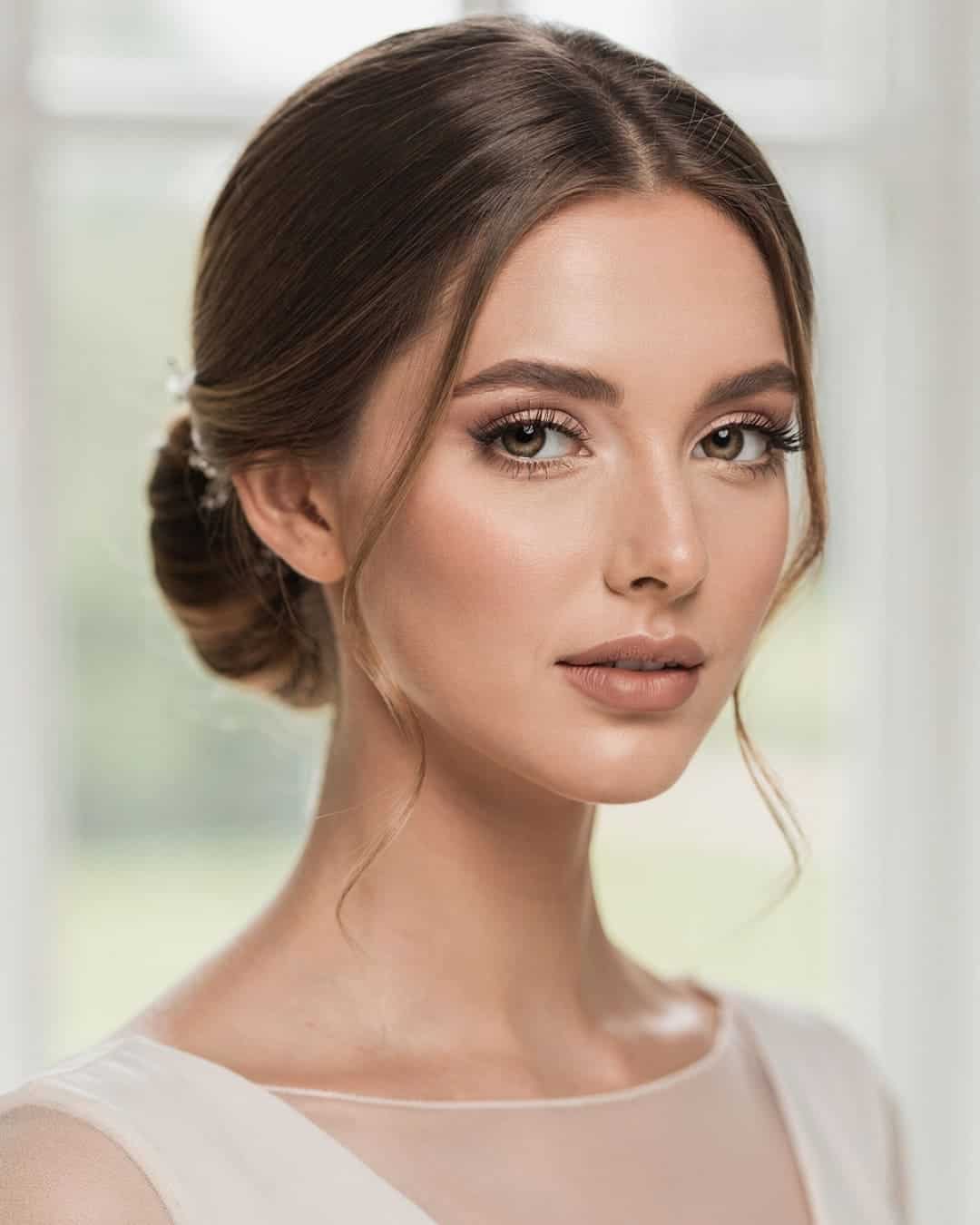 Side Swept Wedding Updo Medium Hair