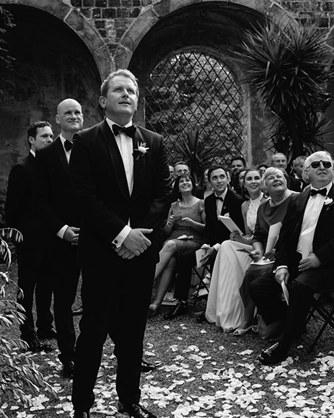romantic real wedding in florence groom on ceremony