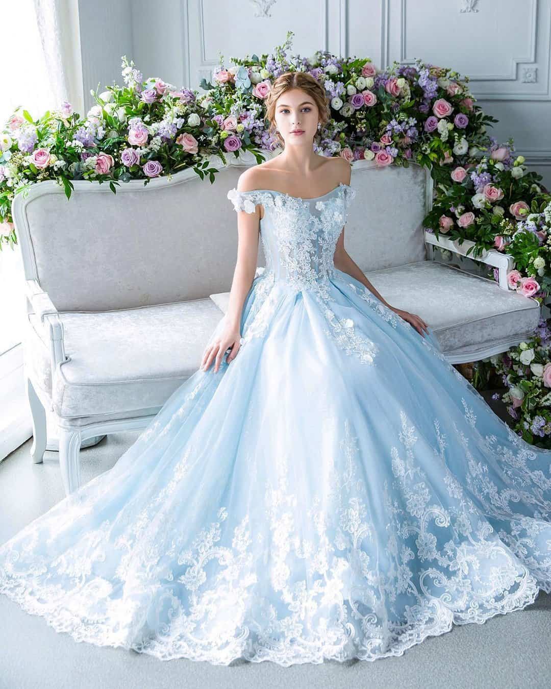 Blue And White Wedding Dresses