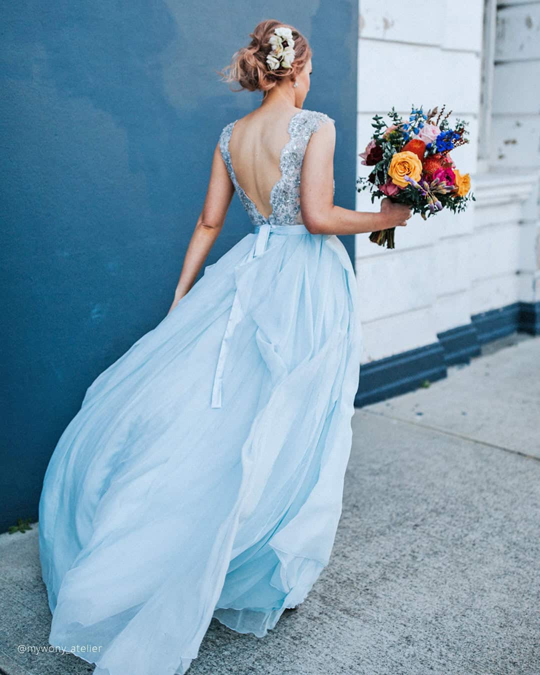 Blue Floral Dresses For Wedding
