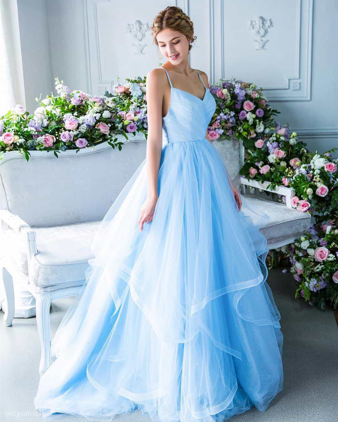 Blue Floral Dresses For Wedding