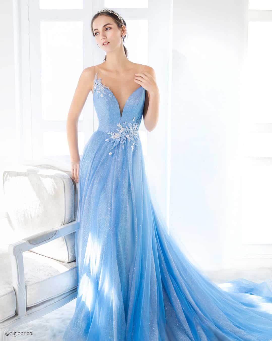 Lace Baby Blue Wedding Dresses
