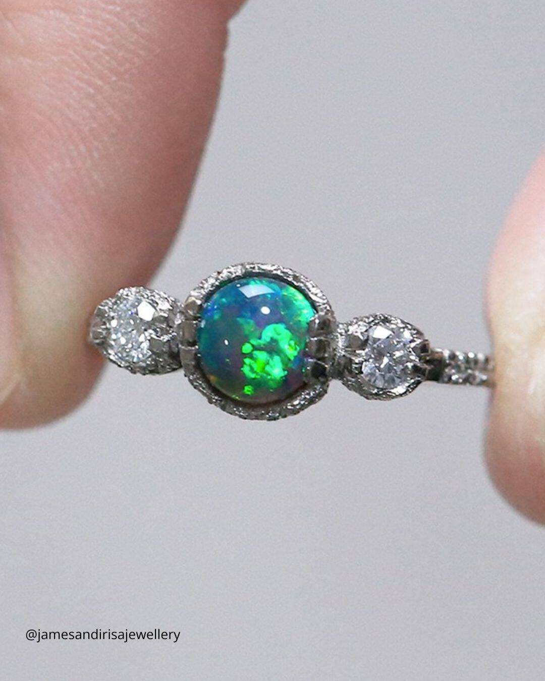 Engagement Rings With Black Opal