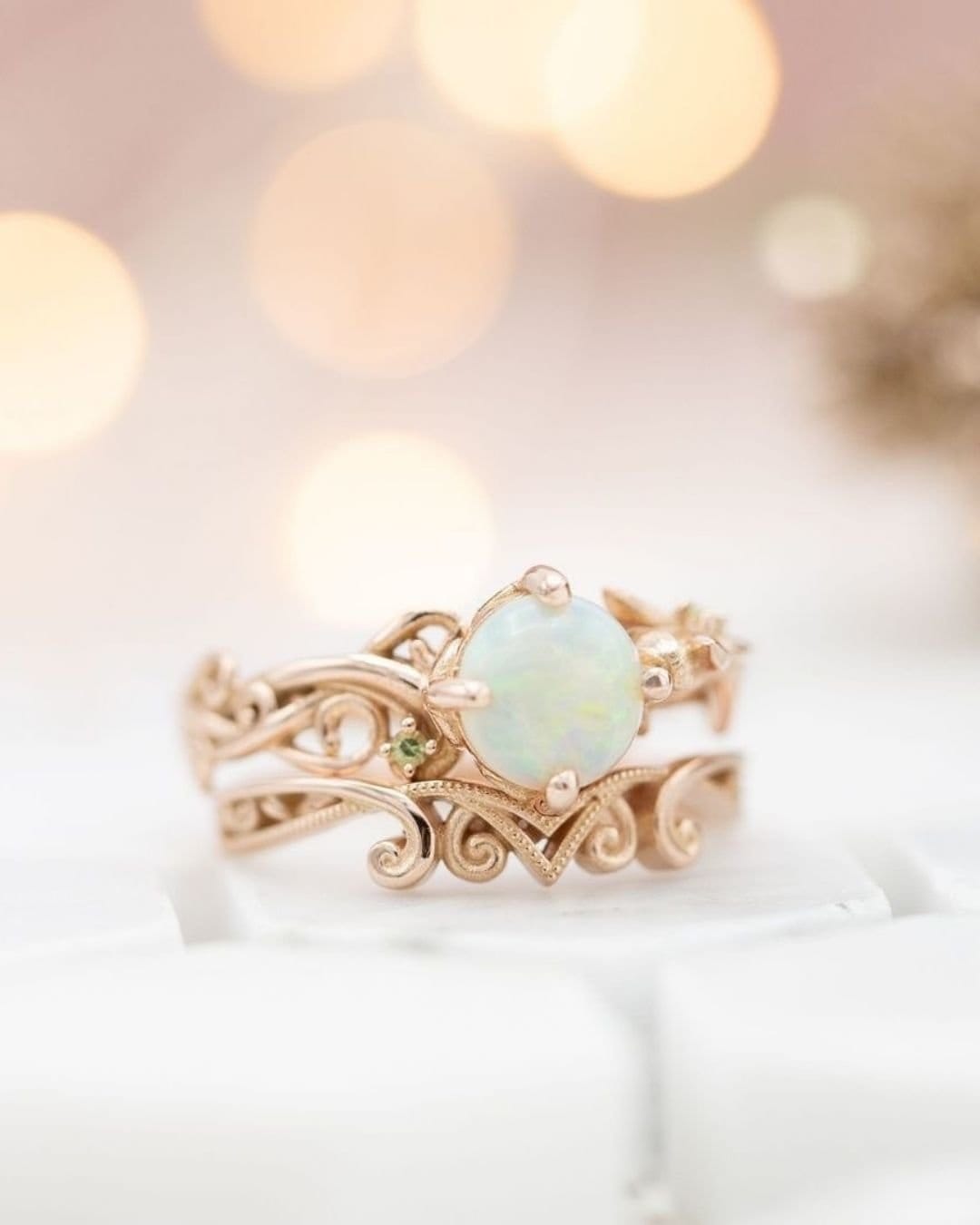 Wonderful Rings With Opal And Diamonds