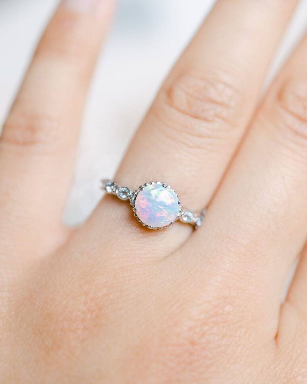 Wonderful Rings With Opal And Diamonds