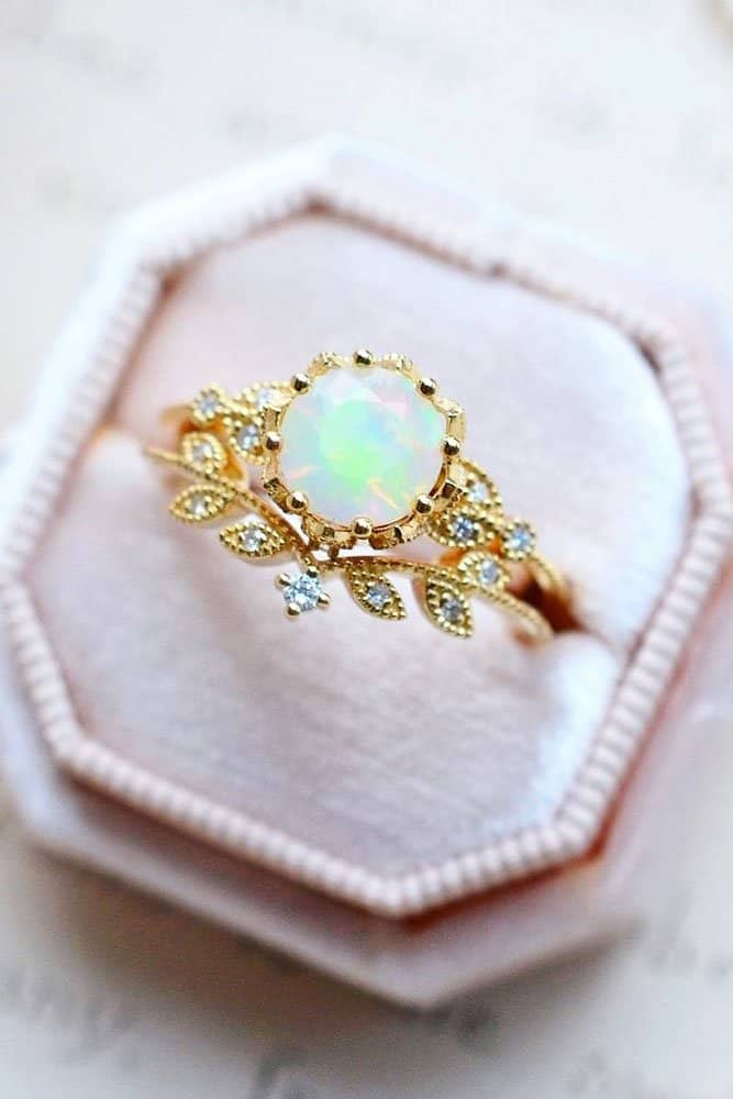 Pear Cut Rings With Opal