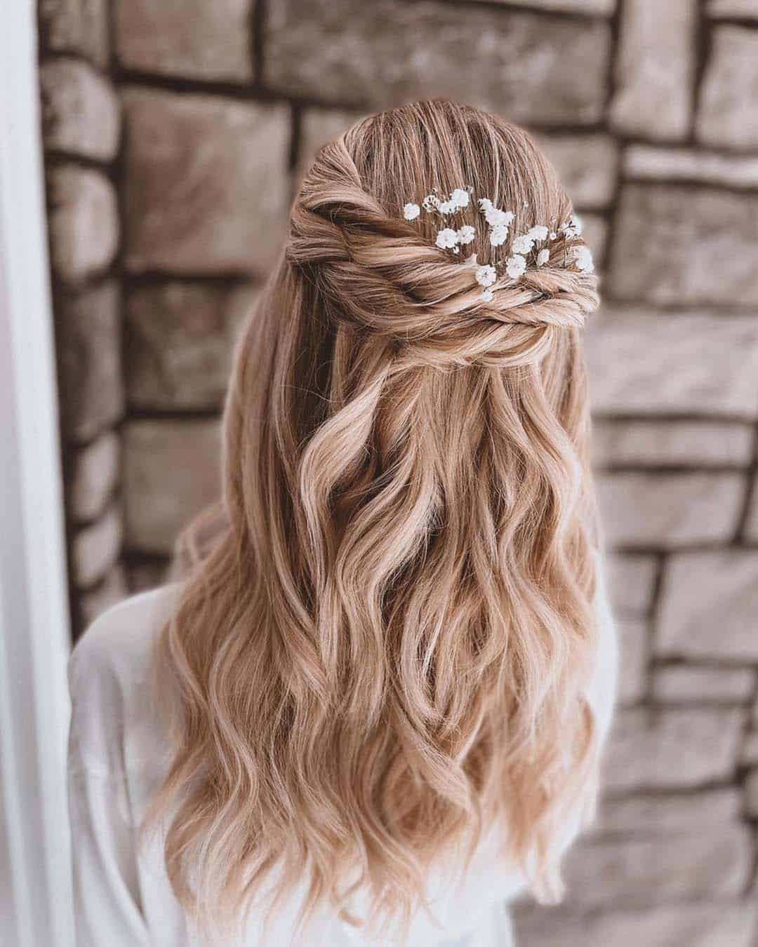 Romantic Half Up With Pearl Pins