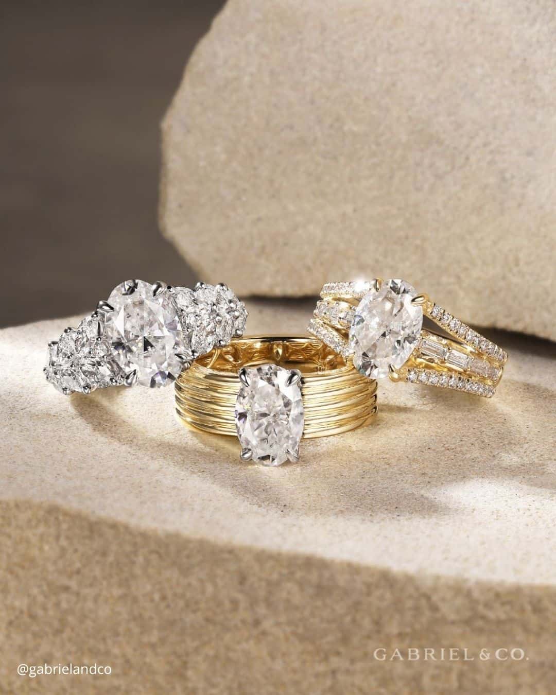 best engagement ring trends three rings with stones gold yellow white gold gabrielandco