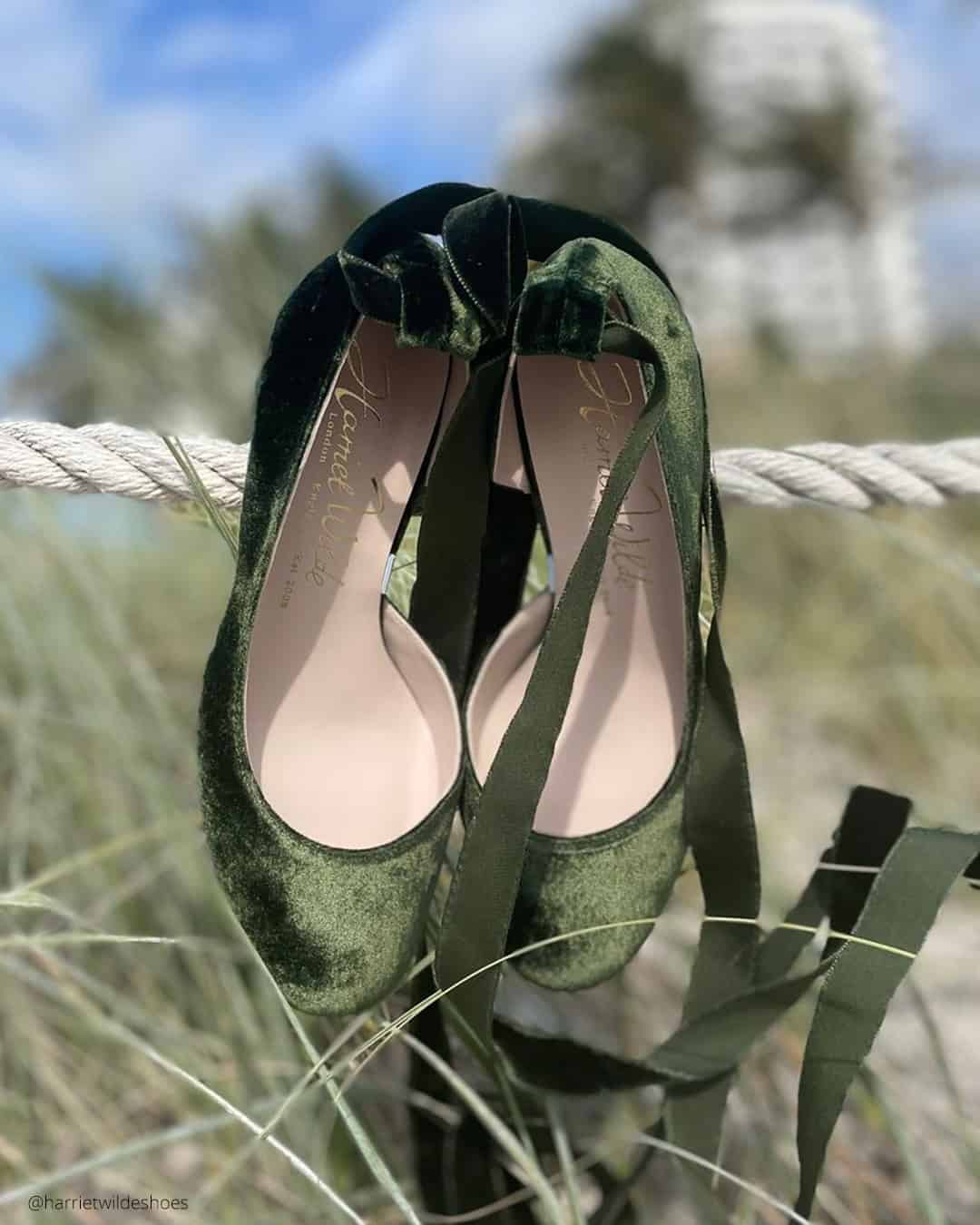 Low Heel Green Wedding Shoes