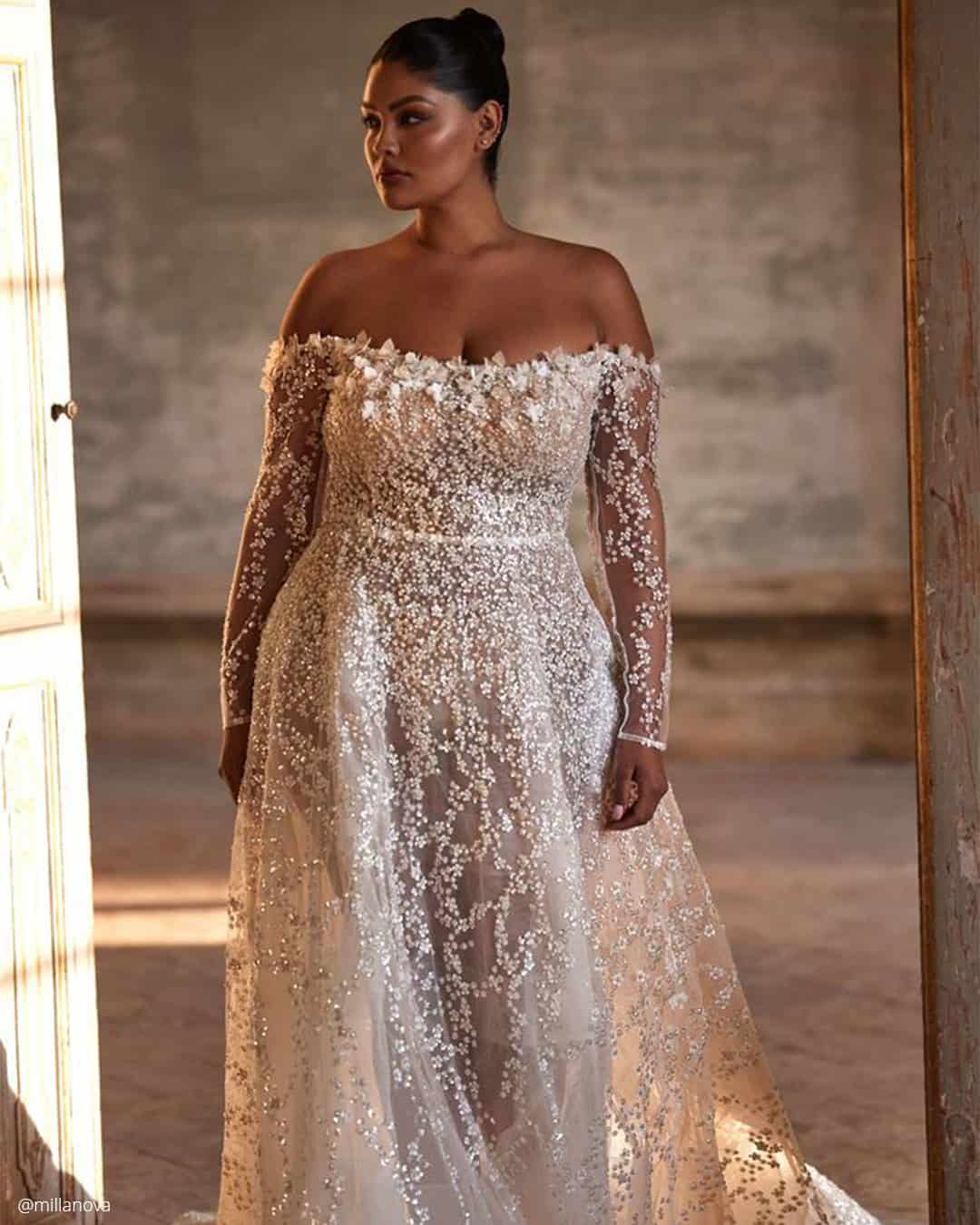 Off The Shoulder Plus Size Bridal Gowns