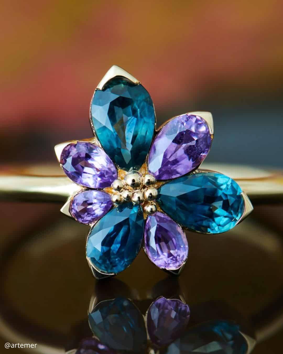 Sapphire Halo Rings