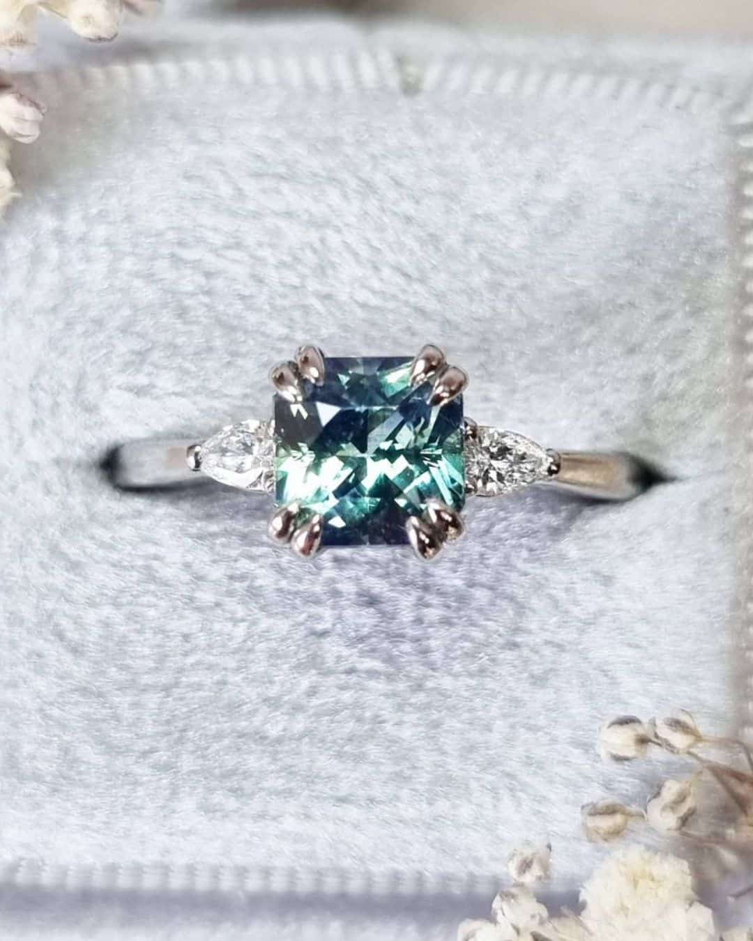 Pave Band Engagement Rings With Sapphires