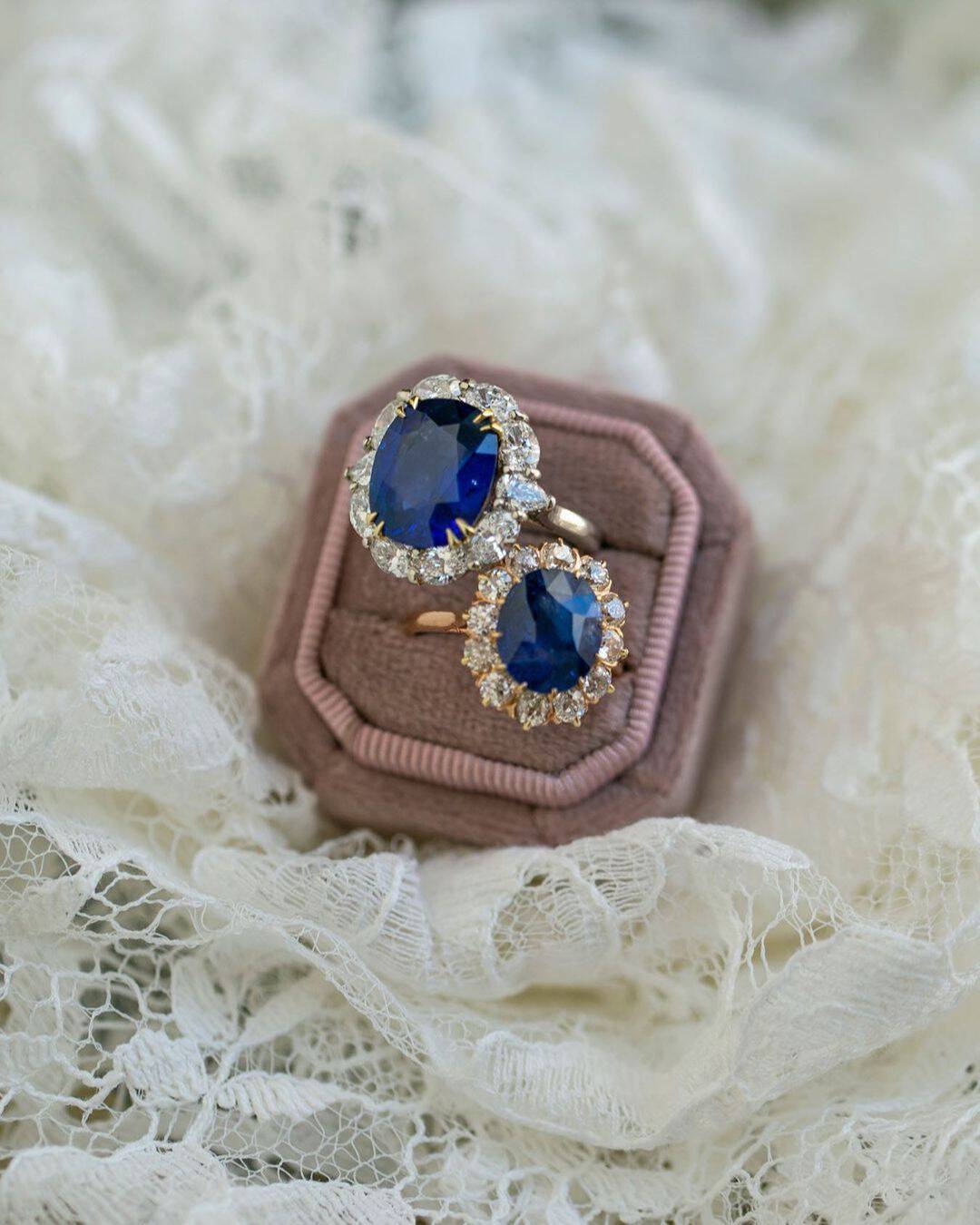 Pave Band Engagement Rings With Sapphires