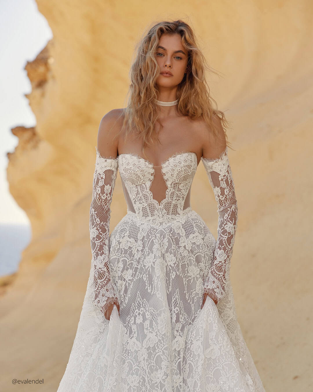 Deep V-Neckline Sexy Bride Dress Ideas