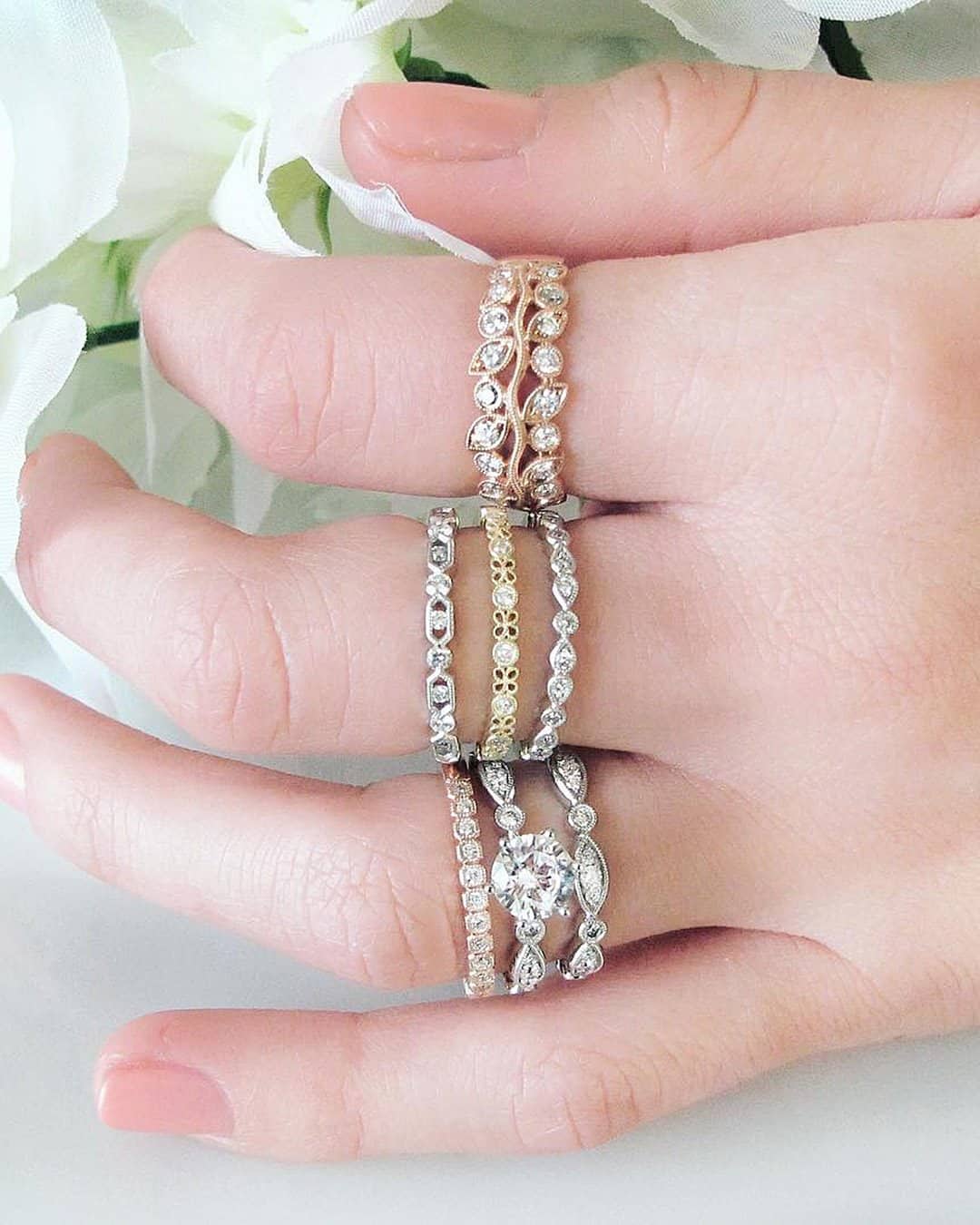 White Gold Wedding Bands with Diamonds