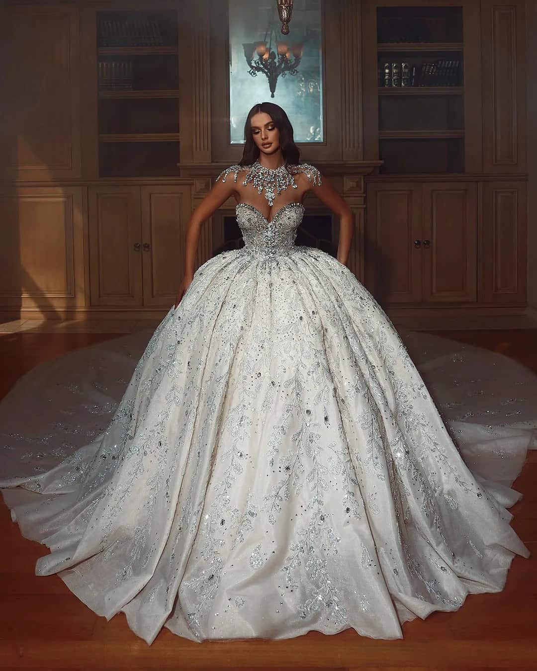 Ball Gown Diamond Cinderella Wedding Dresses