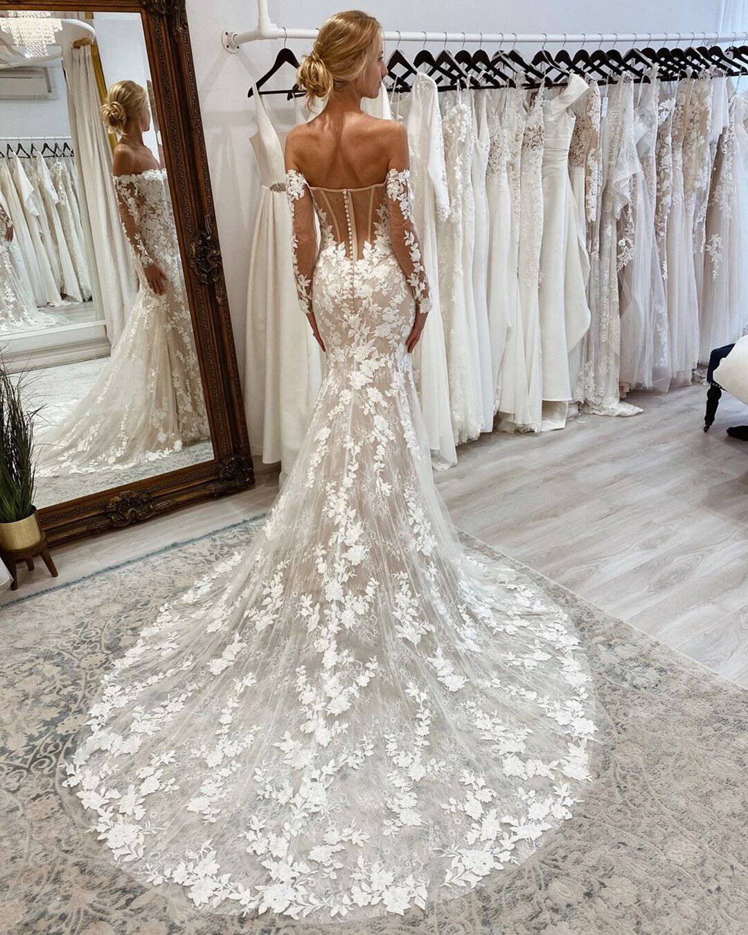 Off The Shoulder Long Sleeve Wedding Dresses