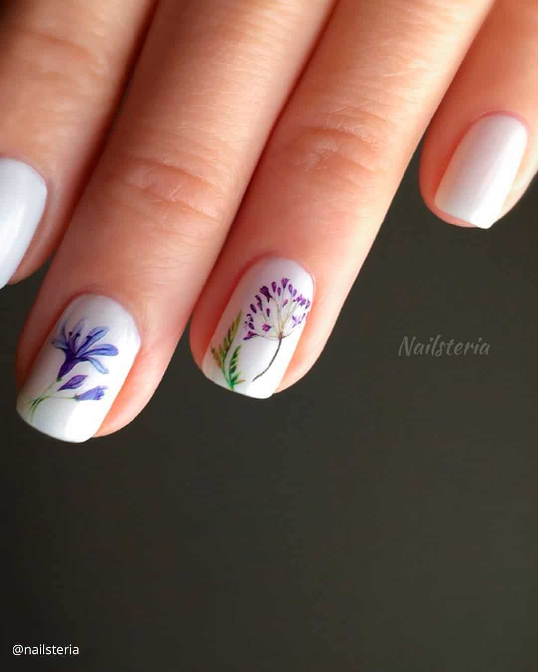 Short White Wedding Nails