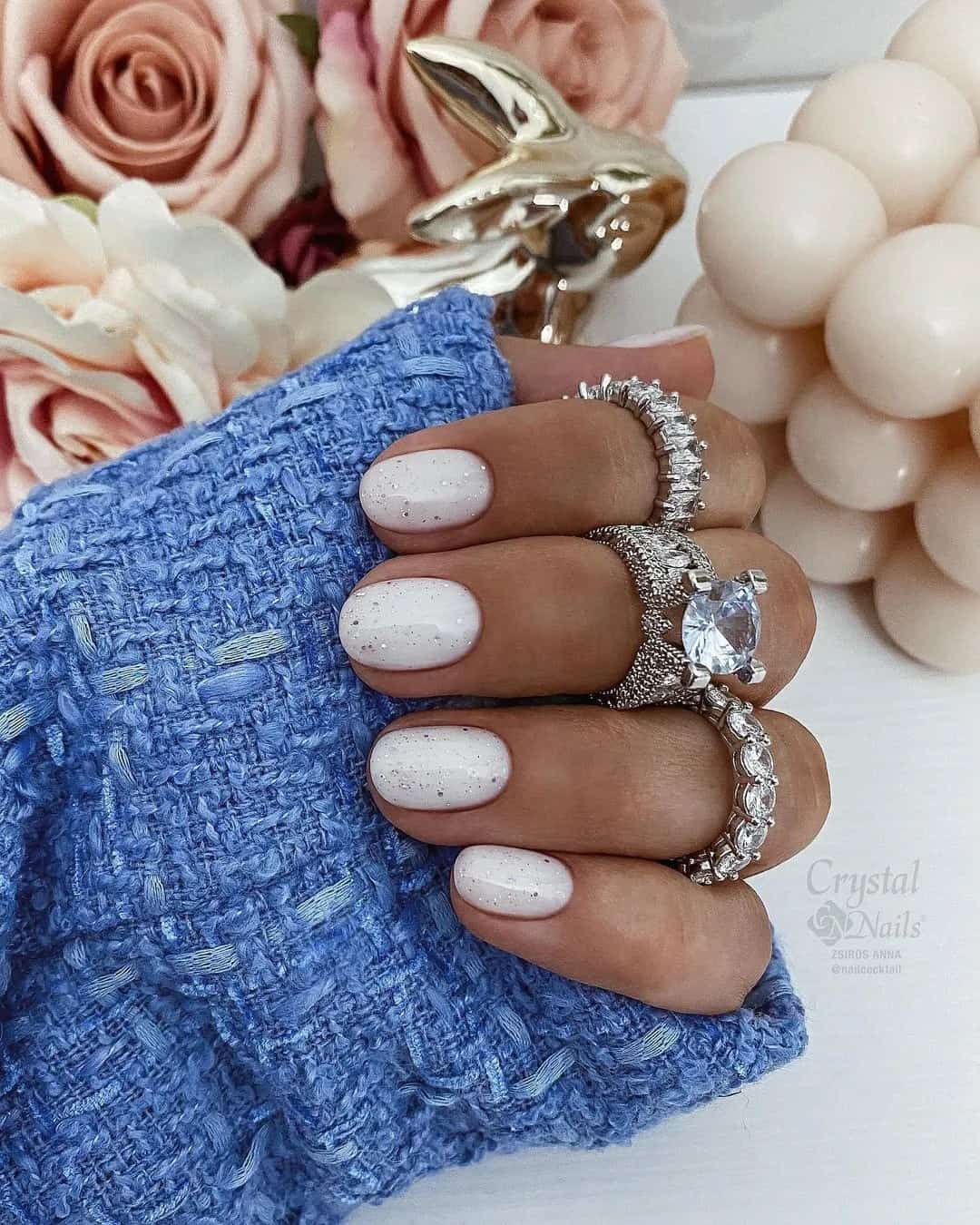 Short Black And White Wedding Nails