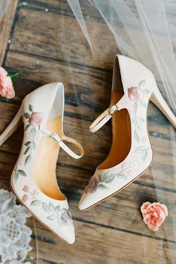Shoes For Brides With Floral Ornament