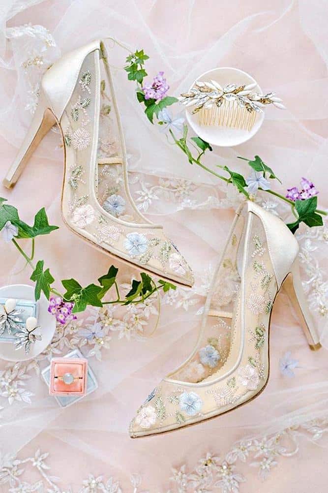 Shoes For Brides With Floral Ornament